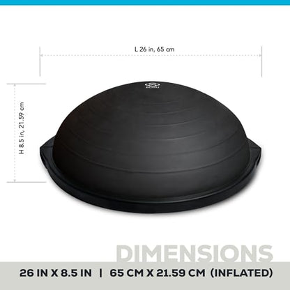 BOSU Pro Balance Trainer, Half-Ball Training Equipment, 300 lb Capacity, Stability Exercise Tool with Resistance Bands Non-Slip Base - color: Black