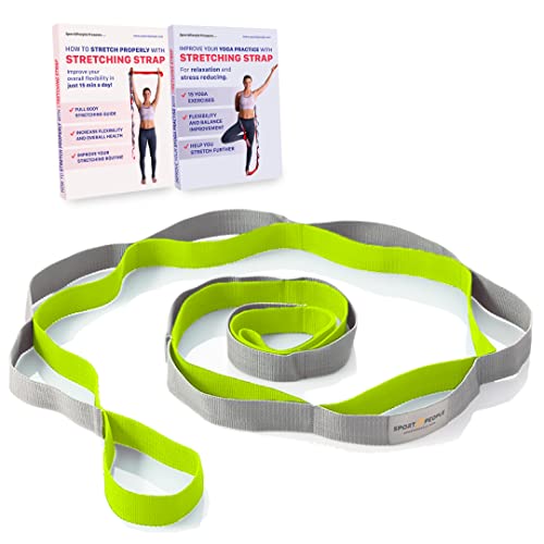 Stretching Strap for Yoga, Flexibility, Rehabilitation - 2 Free Exercise Ebooks - Get Flexible with 12-Loop Stretch Band for Rehab, Recommended by Physical Therapists and Trainers