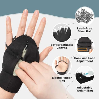 Weighted Gloves for Tremors-Adjustable Hand Gloves Stability Aid for Parkinson's Hand Tremors, Enhanced Grip & Writing Support for Elderly - size: Set Large