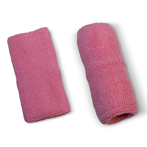 US Glove Sweat Bands for Wrists, Sports Wristbands for Men & Women, Athletic Hand Bands for Tennis, Gymnastics, Basketball, Volleyball, Baseball, Football or Gym Sport, 2-pc Cotton Arm Sweatbands 4.5" - color: Pink, size: 5.5 inch