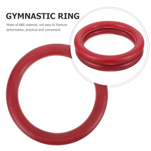 INOOMP 2pcs Portable Gymnastics Hanging Rings Abs with Adjustable Straps, Red Pull-up Exercising Rings for Indoor Outdoor Home Fitness and Calisthenics Training