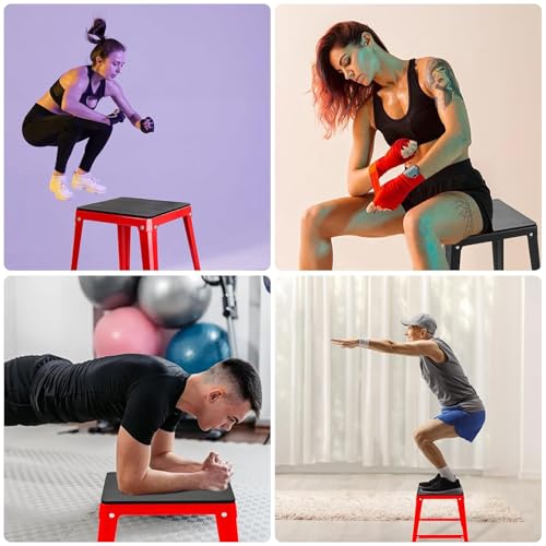Plyometric Platform Box 12/18/24/30 Inch Steel Fitness Exercise Jump Box for Home Gym Plyometric Jumping Exercise Fit Training - style: Red 3-piece set