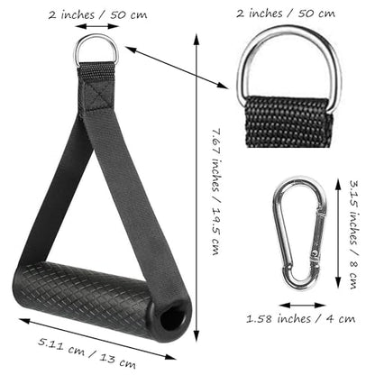 Exercise Handle Workout Handle Heavy Duty Grip Resistance Bands Handles Webbing Grip Puller Handle for Cable Machine Attachments Fitness Equipment with 2 Carabiners