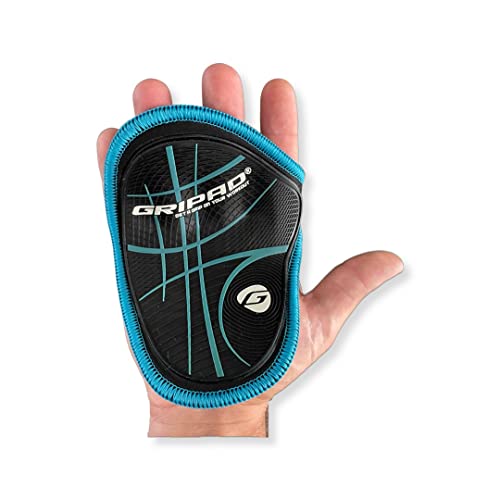 Gripad RX Lifting Grips | The Most Durable Grip Pads Yet | The Alternative to Weight Lifting Gloves, Gym Workouts, WOD, Weightlifting | Neoprene Hand Grips | Flexible Rubber Palm - color: Black / Blue