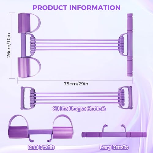 Pedal Resistance Band with Handles, Multifunction Tension Rope & Sit Up Exercise Equipment for Full Body Workout, Chest Strength Training, Portable Home Gym Fitness Gear for Men & Women