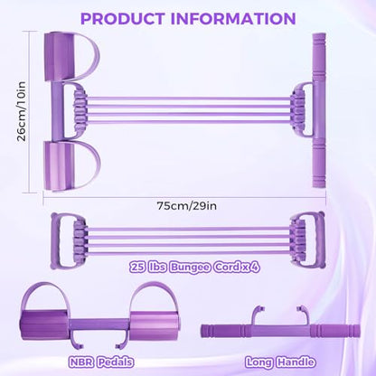 Pedal Resistance Band with Handles, Multifunction Tension Rope & Sit Up Exercise Equipment for Full Body Workout, Chest Strength Training, Portable Home Gym Fitness Gear for Men & Women