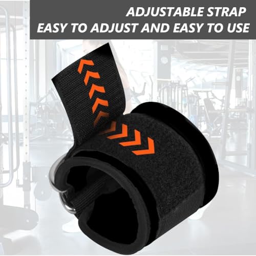 flintronic 2Pcs Ankle Straps for Cable Machine, Gym Cuffs with Double Stainless Steel D-Ring, Gym Ankle Cuff with Adjustable Neoprene Ve-lcro, Muscle Shaping for Men and Women - Black