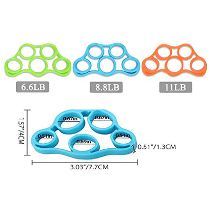 3pcs Finger Stretcher Exerciser, Hand Grip Strengthener, Hand Exerciser,Forearm Exerciser Trainer Silicone Rings for Muscle & Rehabilitation