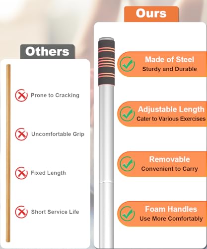 Queension 5ft Yoga Stick Adjustable Stretching Bar for Mobility & Balance - color: White