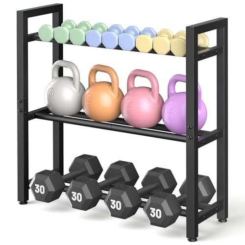 Eocnrhe Dumbbell Rack Stand Only, Weight Rack for Home Gym, 3-Tier Adjustable Dumbell Rack Heavy-Duty Weight Stand for Dumbbells Kettlebells - size: 9.84"D × 29.25"W × 31.37"H