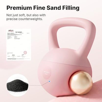 MERACH Soft Kettlebells, Strength Training Kettlebell with Wide Non-Slip Handle, Sea and Iron Sand Filled Kettle Bell with Soft-Sided Cushioned Base for Home Workouts, Ideal for Men, Women(15lb Pink/25lb Blue) - color: Pink 15lbs