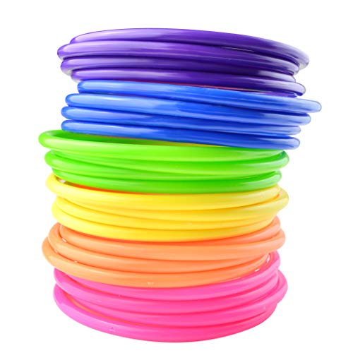 24 Pcs Multicolor Plastic Toss Rings Kids Ring Toss Game Carnival Rings for Speed and Agility Practice Games, Garden Backyard Outdoor Games, Bridal Shower Game, Game Booth