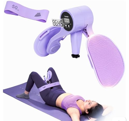 Thigh Trainer [2026 Upgraded], 12-80LB Thigh Trainer Thigh Exerciser, LED Pelvic Floor Exercise Devices, 360° Inner Thigh Exerciser, Thigh Hip Trainer Kegel Excerciser with 50LB Resistance Band
