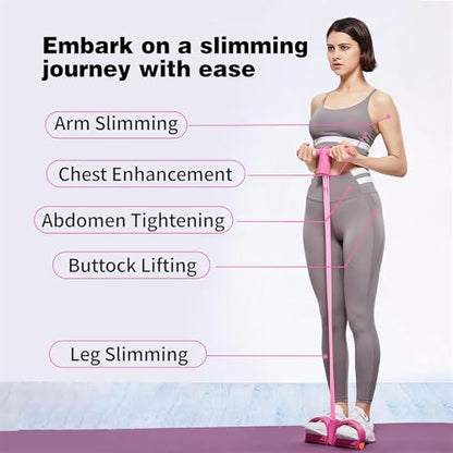 21 Fitness Resistance Bands-4 Tube Pedal Ankle Puller - 2023 New Sit up Leg Stretch Rope Exercise Bands with Handles, Stretching Workout Fitness Bands for Arm Weights Exercise Equipment - color: Purple