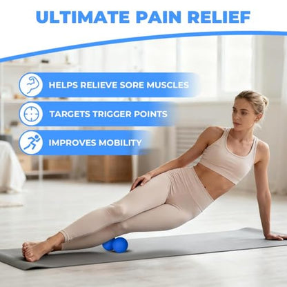 KYKJEYDD Peanut Massage Ball - Double Lacrosse Ball for Deep Tissue Massage & Myofascial Release, Medium Density Trigger Point Therapy Tool for Muscle Pain Relief, Neck, Back, Feet Father Day Gift