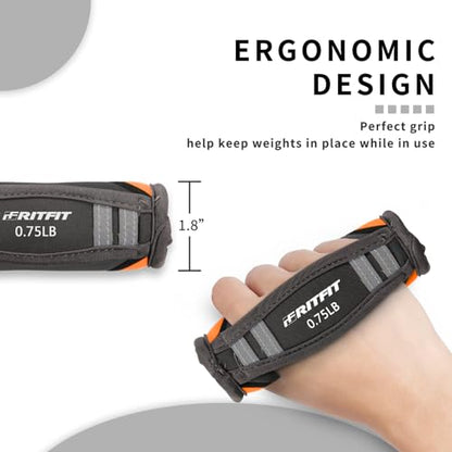RitFit Soft Hand Weights Set - 0.5/0.75/1/1.5/2 LBS (1 Pair) Walking Dumbbell for Women & Men with Reflective Straps - Jogging, Running, Physical Therapy, Aerobics - Pink Orange Blue Grey Black - size: 0.75lb each (1.5lb pair)