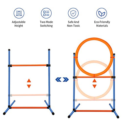 Dog Agility Training Equipment, 60-piece Dog Obstacle Course Training Starter Kit Pet Outdoor Game with Tunnel, Agility Hurdle, Weave Poles, Jump Ring, Pause Box, Toy Balls and Storage Bag