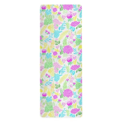 Pastel Floral Leaves Thin Yoga Mat for Women Men, Non-Slip Rubber Base Sweat Absorbent Exercise Mat for Indoor/Outdoor, Portable Foldable with Storage Bag, 71"x26"
