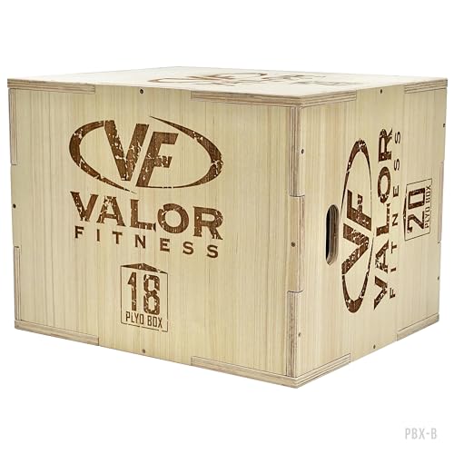 Valor Fitness Plyo Box - Wooden Plyometric Jump Box for Strength and Conditioning Training Box Jump (20” x 24” x 30”) and (18” x 20” x 24”)