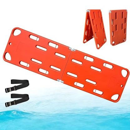 Emerncy Spine Stretcher Board, Foldable Backboard for First Aid, 350lbs Capaci, Water-Float Board with Safe Belt, Perfect for Lifeguards & Emerncy Responders(2 Folds)