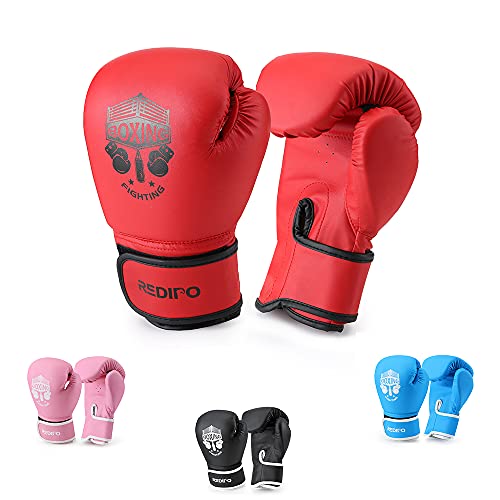 Kids Boxing Gloves, Sponge Foam Training Sparring Gloves Thai Kick Boxing for Kid and Youth, Suitable for Boys and Girls Age 3 to 9 Years - color: red, size: 6oz