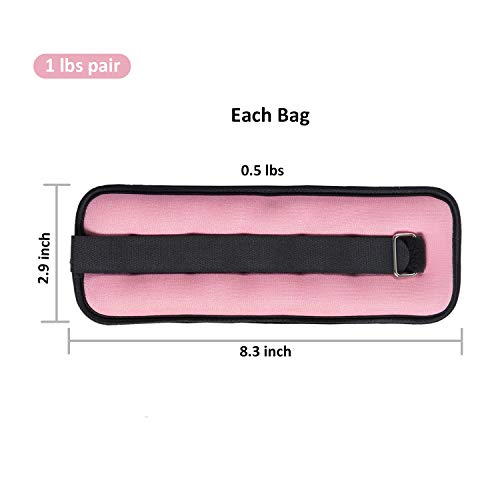 Ankle/Wrist Weights, Small Leg Arm Hand Cuff Weights for Women Kids, Exercise Equipment with Adjustable Straps for Fitness Gym Dancing Walking Jogging Gymnastics Aerobics (1 Pair)