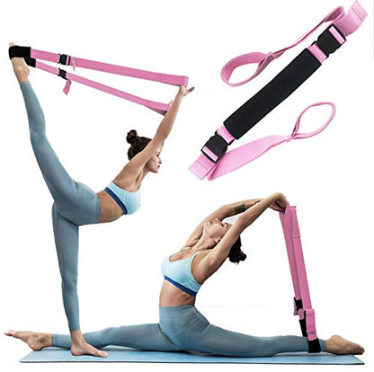 Fitness Stretch Strap - Adjustable Leg Stretch Band to Improve Body Flexibility, Premium Stretching Equipment for Exercise, Physical Therapy, Pilates Dance Gymnastics Cheerleading Training - color: pink