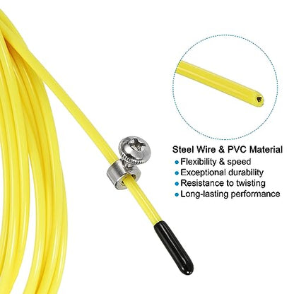 PATIKIL Speed Jump Rope Replacement Cable Professional Skipping Rope Steel Wire Replace for High Speed Jump Ropes - color: Yellow