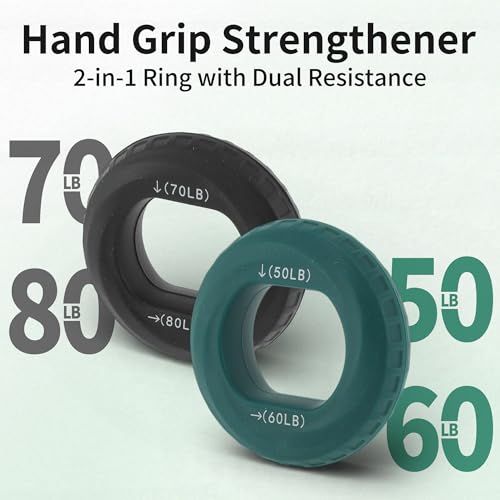 Hand Grip Strengthener, Adjustable Strength Grip, Silicone Grip Circle, for Men Adult, 2 Pcs - color: Green & Black(70/80LB,50/60LB)