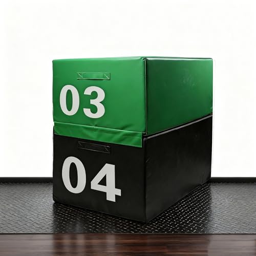 Free Combination Plyo Jump Box 7.9-55.1in Stackable Foam Box with Non-Slip Surface, Shock-Absorbing EPE Foam for Plyometrics, HIIT, Strength Training Home Gym(Size:03#+04#) - size: 03#+04#