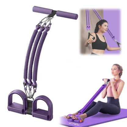 Pedal Resistance Band with Handles for Beginners Regular Advanced Users, Adjustable Stretch Exercise Bands for Full Body Workout, Band Home Gym Abs Arms Legs Yoga Fitness - color: purple