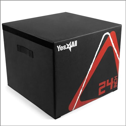 Yes4All Adjustable Soft Plyo Box, Jumping Trainer - For Plyometric Exercises and Conditioning, Multiple Height Variations - color: D. Black - 24"