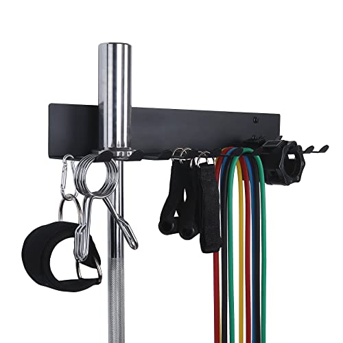 Gym Storage Rack Resistance Band Rack Wall Mount Barbell Rack Heavy Duty Home Gym Storage Rack for Gym Equipment, Exercise Bands, Lifting Belts and Jump Ropes, Gym Accessories