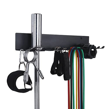 Gym Storage Rack Resistance Band Rack Wall Mount Barbell Rack Heavy Duty Home Gym Storage Rack for Gym Equipment, Exercise Bands, Lifting Belts and Jump Ropes, Gym Accessories