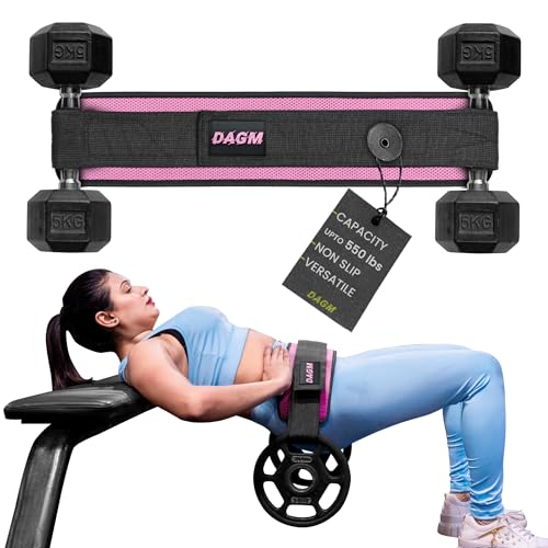 DAGM Hip Thrust Belt for Dumbbells Heavy weights – Ultra-Thick No-Bruise Glute Workout Belt for Women & Men – 500 lbs Capacity – Adjustable for Home Gym, Squats, Glute Bridge & Kettlebell Training - color: Pink