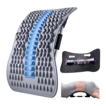 Adjustable Back Stretcher for Muscle Relaxation, Ergonomic Arch Design Lumbar Support Board, Back Cracker Board for Posture Correction, Home Lower Back Pain Relief Tool (Grayish Blue)