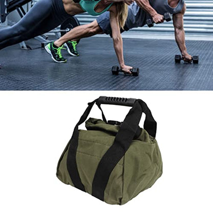 Fitness Sandbag with Handles for Weightlifting and Strength Training Empty Canvas Workout Power Bag (OD Green)