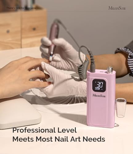 MelodySusie Entry-Level Clip-On Rechargeable Essential Nail Drill, SC300F 30000RPM E-File with LCD Display for All Manicure Shaping & Gel Removal, Ideal for Training,Nail Art Practice & Home Use, Pink - color: Pink