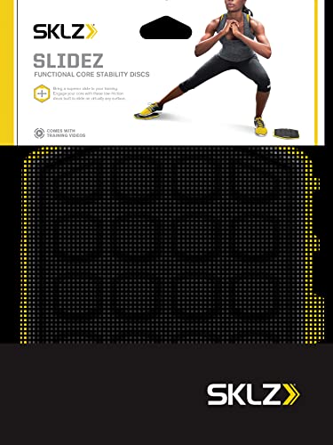 SKLZ Slidez Dual-Sided Exercise Glider Discs for Core Stability Exercises for Hands & Feet, Standard Use,Yellow - style: Standard