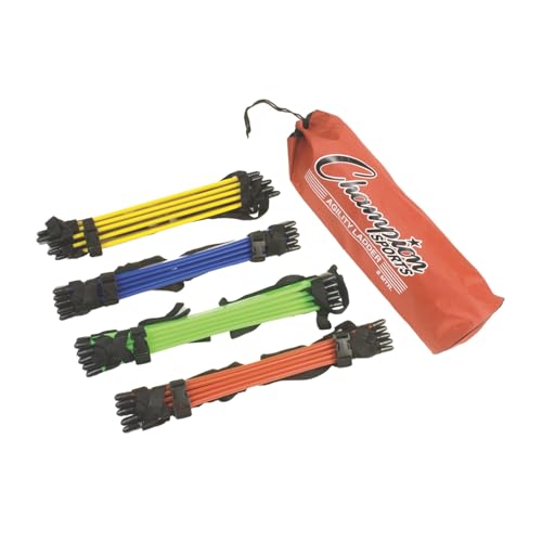 Champion Sports Sectioned Agility Ladder Set, Red/Yellow/Blue/Green, 6.5" x 16" Wide