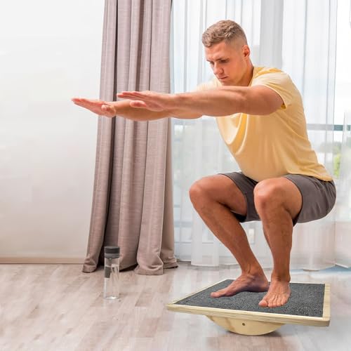 Balance Board Professional Wobble Board for Adults Anti-Slip for Physical Therapy Standing Desk Core Strength Wooden Rocker Board(350LBS) - size: Balance Board (Grey)