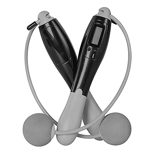 Jump Rope,Jumping Rope with Counter for Fitness Exercise, Adjustable Digital Cordless Speed Skipping Rope Workout Training for Adults,Women, Men,Kids (Color : Gray) - color: Gray