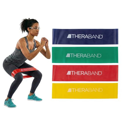 THERABAND Resistance Band Loop Set, 12", Exercise, Workout, Therapy - color: Yellow/Red/Green/Blue, size: 12 inch