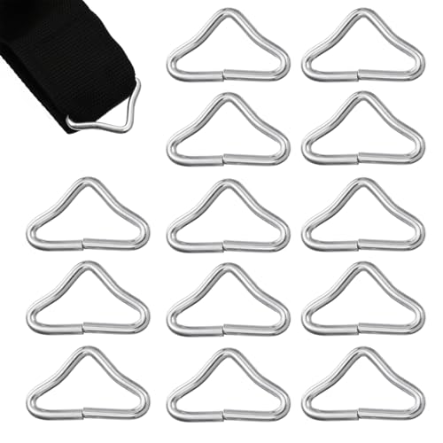 HANABASS 20 Pack Stainless Steel Triangle Rings for Trampoline Mat Repair Triangle Buckles for Bungee Rebounder and Trampoline Accessories 1.77X1.02X0.17In Durable Replacement Parts