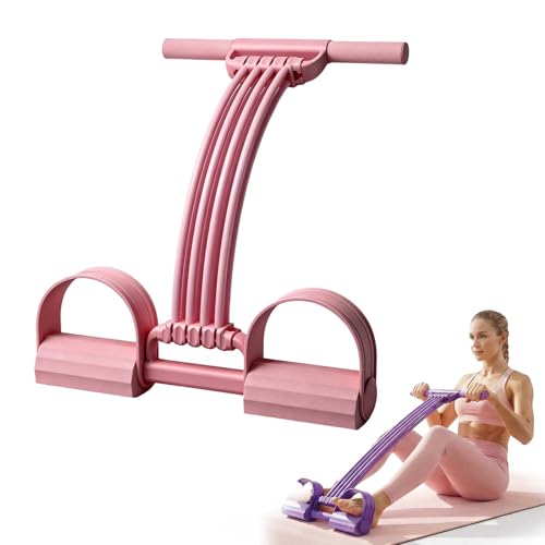 Pedal Resistance Bands with Handles, Elastic Pull Rope Fitness, Multifunction Yoga Resistance Band, Foot Pedal Resistance Bands, Stretching Workout Fitness Bands for Abdomen, Waist, Arm, Leg - color: Pink