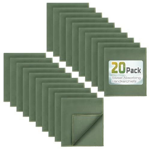 20 Pack 12"x10" Microfiber Sweat Absorbing Handkerchiefs for Men, Quick-Dry Sweat Rags Towels for Face, Neck, Gym