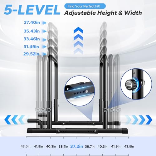 2026 Upgraded Dip Bars 880LBS Heavy Duty Dip Bar Station Height & Width Adjustable Parallel Bars for Full Body Strength Training Dip Stands Calisthenics Equipment for Home Push Up Bar