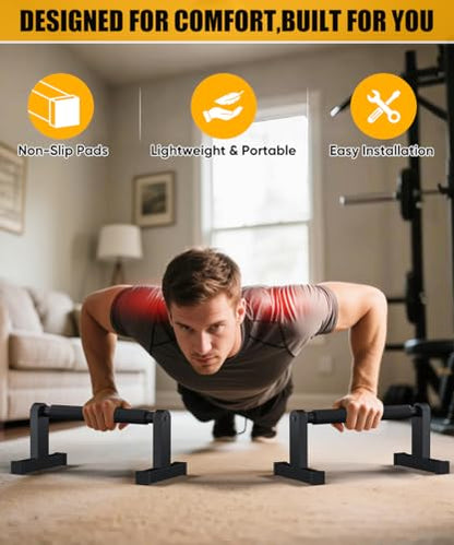 Push Up Bars, Heavey Duty Parallettes Dip Bar with Non-slip Grips for Calisthenics Planche L Sit Handstand Fitness Floor Workout, Pushup Station Handles Stand for Gym Strength Training