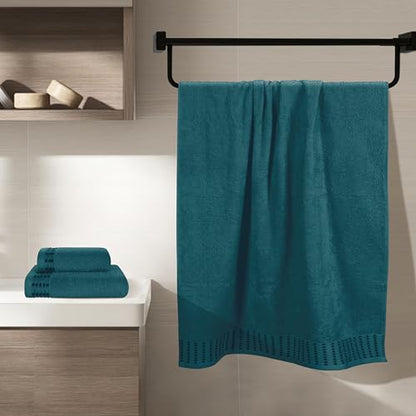 MALLONI HOME Ultra Soft 3 Pack Cotton Towel Set, Contains a Bath Towels 28x55 inch, a Hand Towels 16x24 inch & a Wash Coths 12x12 inch, Ideal Everyday use, Compact & Lightweight - Teal - color: Teal, size: 3 Pack Set