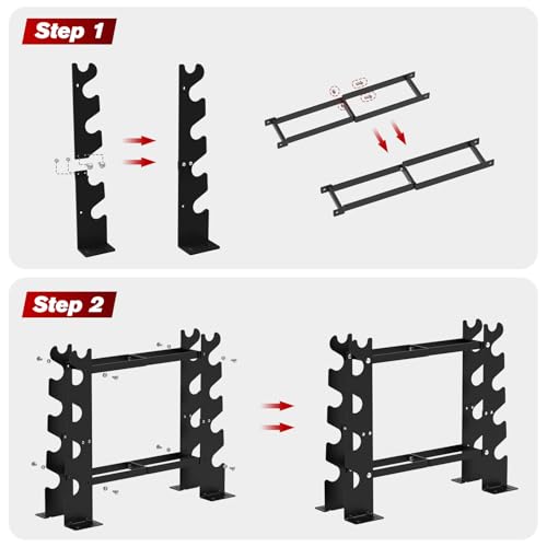 Dumbbell Rack Stand Only, Weight Rack for Home Gym Dumbbells, 5 Tier 450LBS Capacity Weight Holder Organizer, Black Weight Storage Racks Suitable for 1-45 LBS
